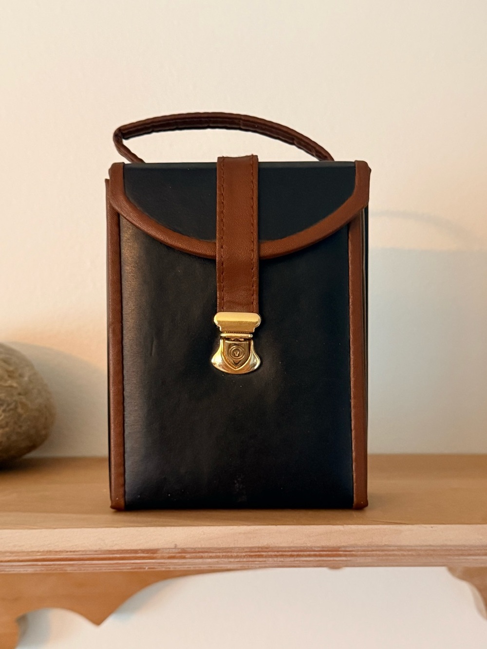 ✈️ vintage faux, leather Travel jewelry box organizer, folding rollout, Case